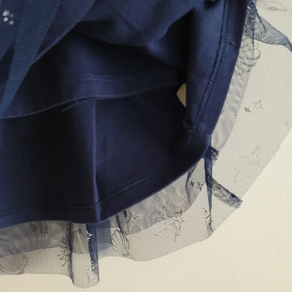 Disney Limited Edition 8 Navy Blue Tulle Sparkle Princess Pull-On Elastic Skirt‎